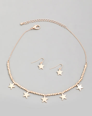 Beaded Star Charm Necklace Set