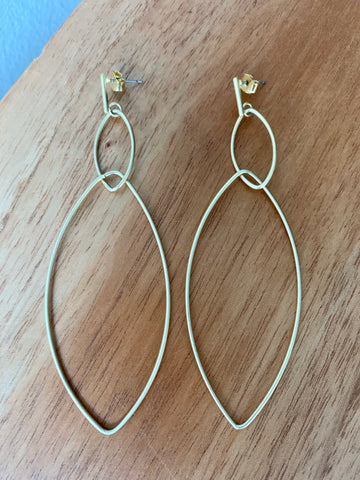 Skinny Oval Gold Earrings