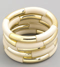 White Tube Bead Stretch Bracelet Set