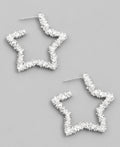 Textured Star Hoop Earrings
