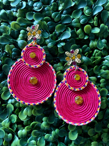Pink Double Circle Earrings