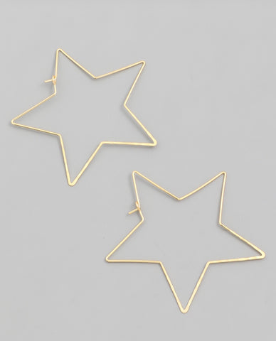 Star Shape Wire Hoop Earrings