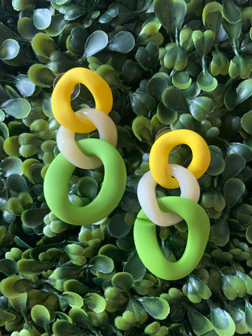 Green & Yellow Chain Earrings