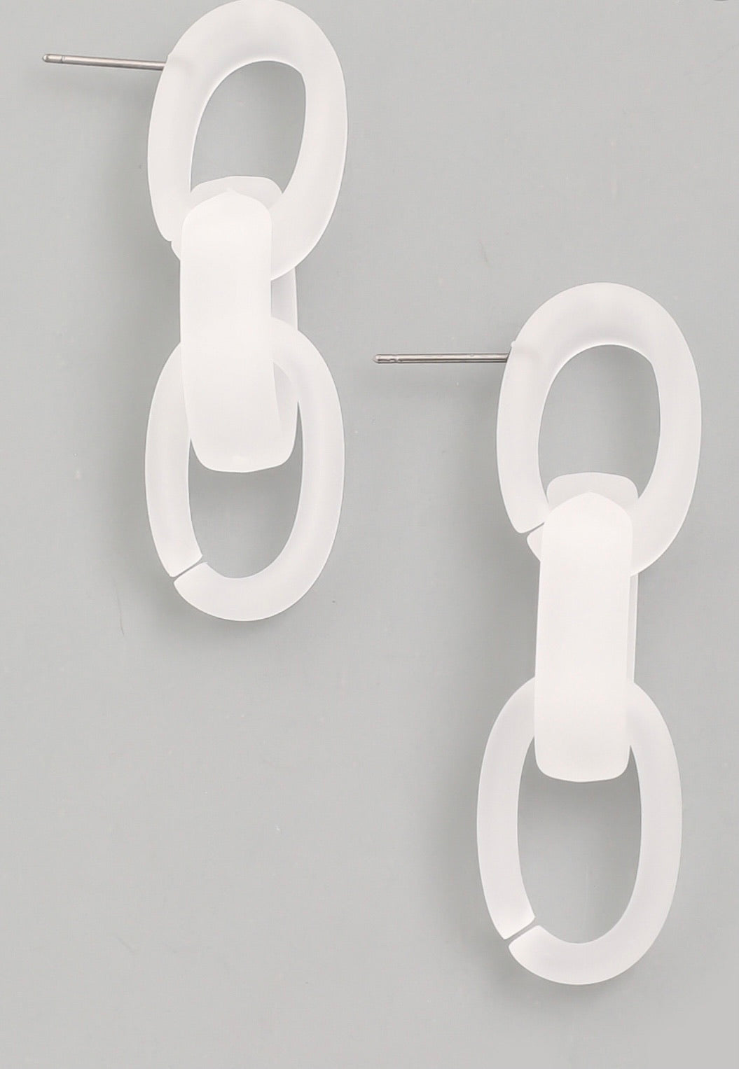 White Resin Chain Link Earrings