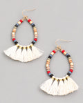 Beaded Teardrop Tassel Earrings