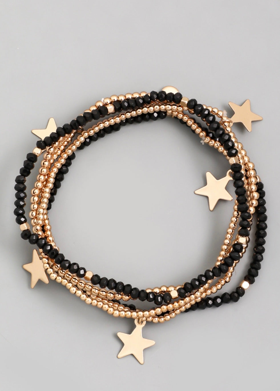 Black Beaded Star Bracelet