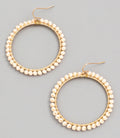 Beaded Circle Hoop Drop Earrings