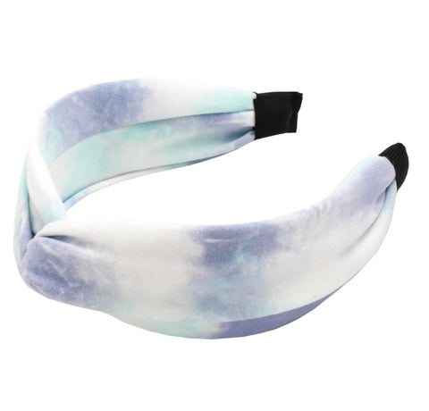Blue Tie Dye Fabric Twist Headband