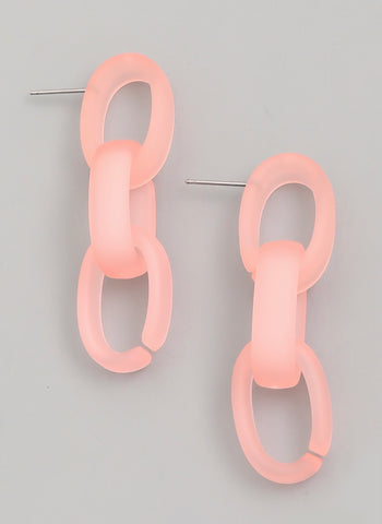 Pink Resin Chain Link Earrings