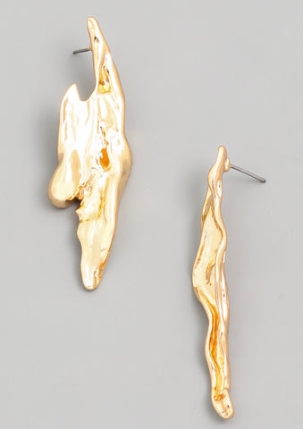 Abstract Metallic Geo Stud Drop Earrings