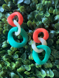 Pink & Blue Chain Earrings