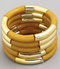 Mustard Tube Bead Stretch Bracelet Set