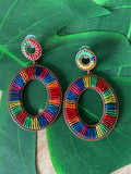 Oval Brown Woven Earrings