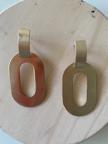 Oval Matte Gold Earrings